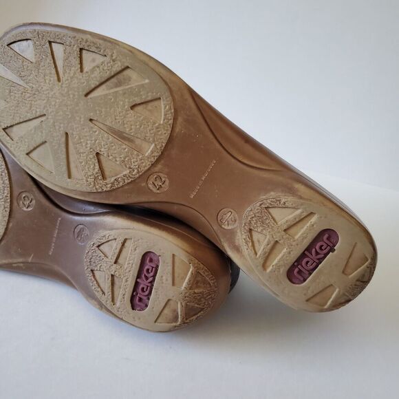 RIEKER Antistress Black Leather Mary Jane Flats Women's EU 42 US 11-12 Laser Cut - Picture 13 of 16